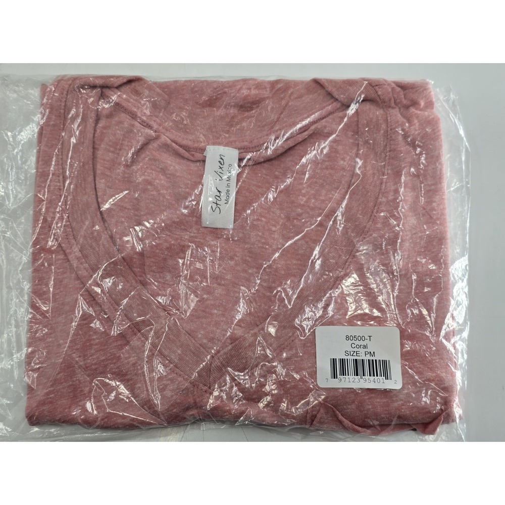 NWT Star Vixen Women's V-Neck Shirt - Color Coral - Size Petite Medium